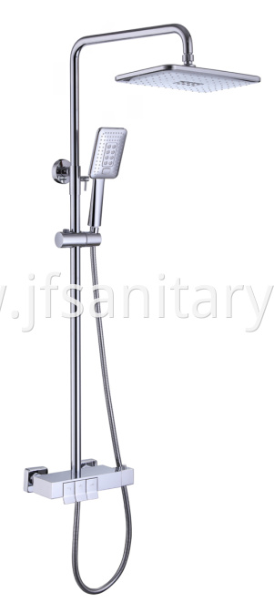 Chrome Shower Mixer Set With Shelf Piano Button